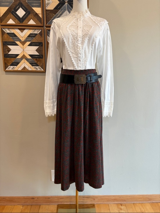 Ralph Lauren Dresses & Skirts - Vintage Ralph Lauren Blue Label 90s Cotton Stretch Paisley Midi Skirt Medium